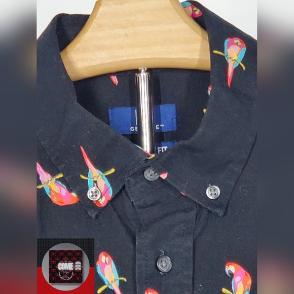 GEORGE Classic Fit Casual Button Down/ Tropical Parrot All Over Print - Picture 6 of 7